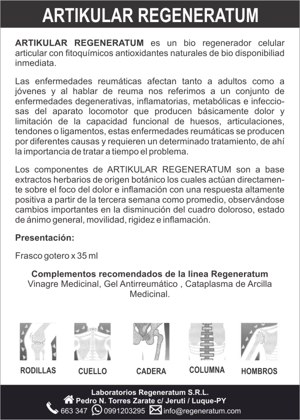 Artikular alivio al dolor articular e inflamación REGENERATUM - Imagen 3